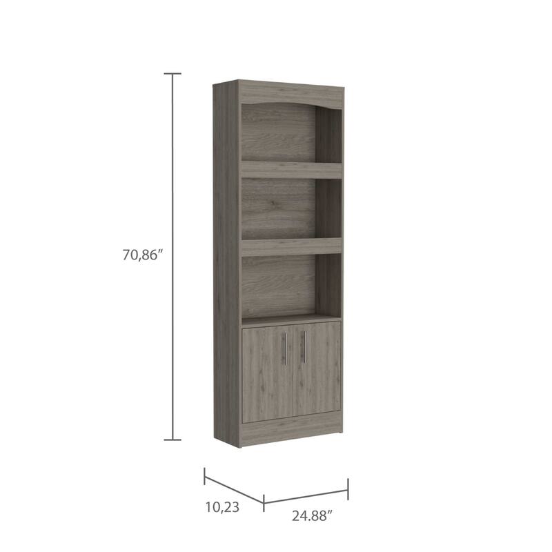 FM Furniture Durango Bookcase, Three Shelves, and Double Door Cabinet
