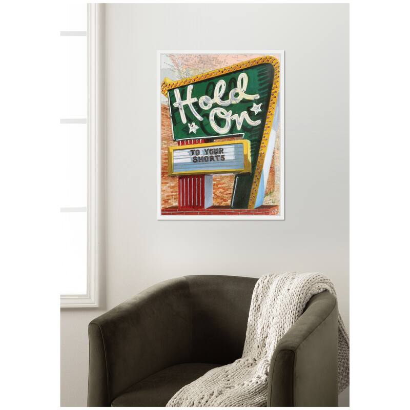 Kate and Laurel Hold On To Your Shorts by Krista V. Allenstein Framed Canvas Wall Art Print