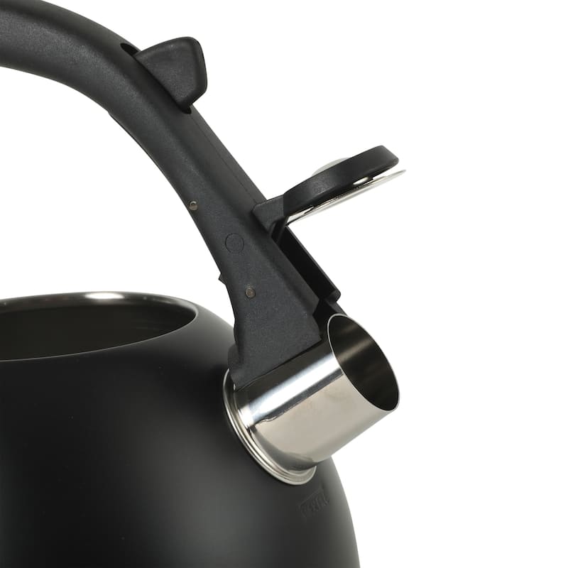 Oster Clarefield 2.4 Qt Whistling Tea Kettle with Lid, Heat-Resistant Nylon Handle and Knob, Stainless Steel Trim