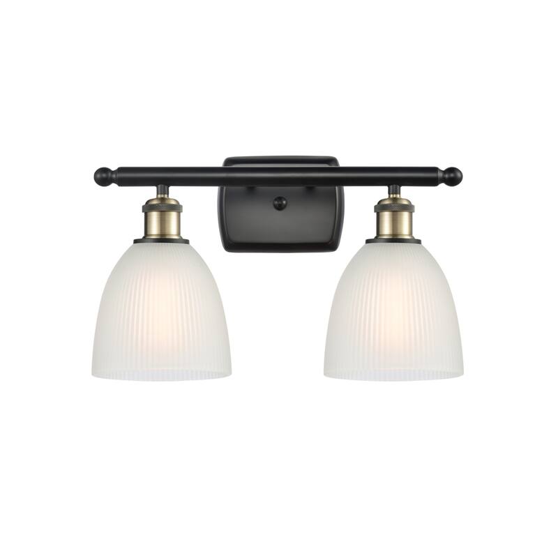 Innovations Lighting Castile 2 Light 16" Wide Bathroom Vanity Light - Black Antique Brass / White