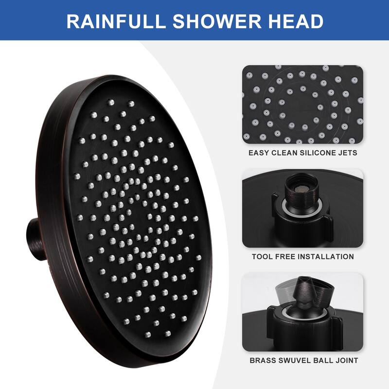 WOWOW 1-Spray 6 in. Wall Mount Fixed Shower Head