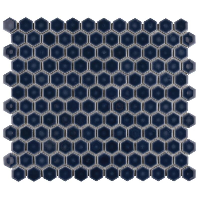 Merola Tile Hudson 1" Hex Denim Blue 11-7/8" x 13-1/4" Porcelain Mosaic Floor and Wall Tile