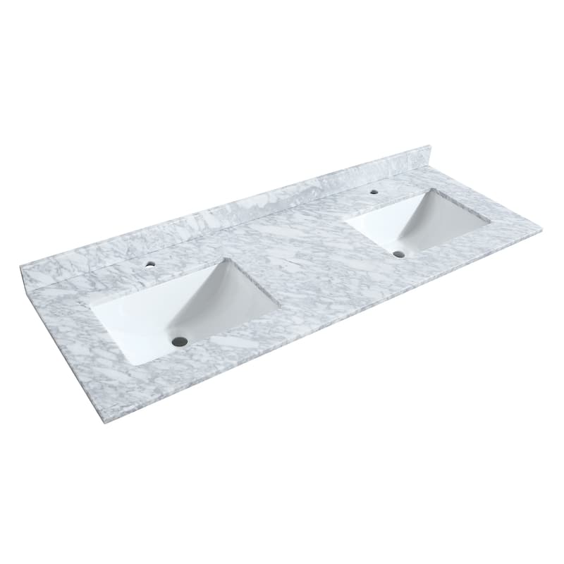 Strada 60-Inch Double Vanity Set, Carrara Marble Top, 58-Inch Mirror