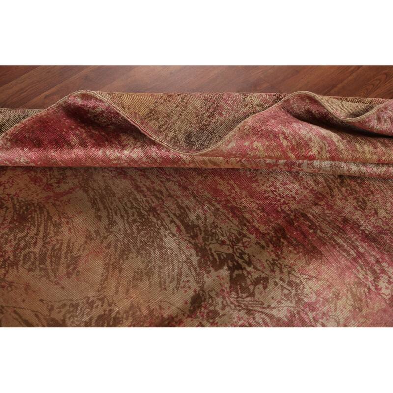 Contemporary Indian Area Rug Hand-Knotted Abstract Wool Carpet - 5'6"x 7'9"