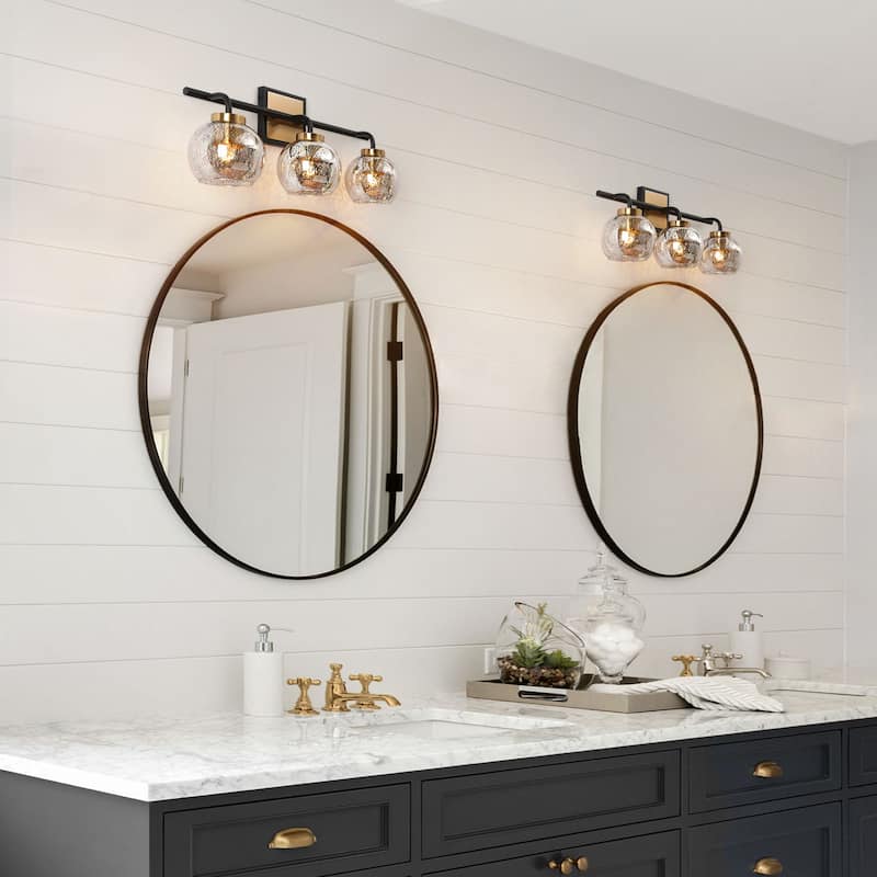 Modern 1/2/3/4-Light Black Gold Bathroom Vanity Lights Mercury Glass Wall Sconces