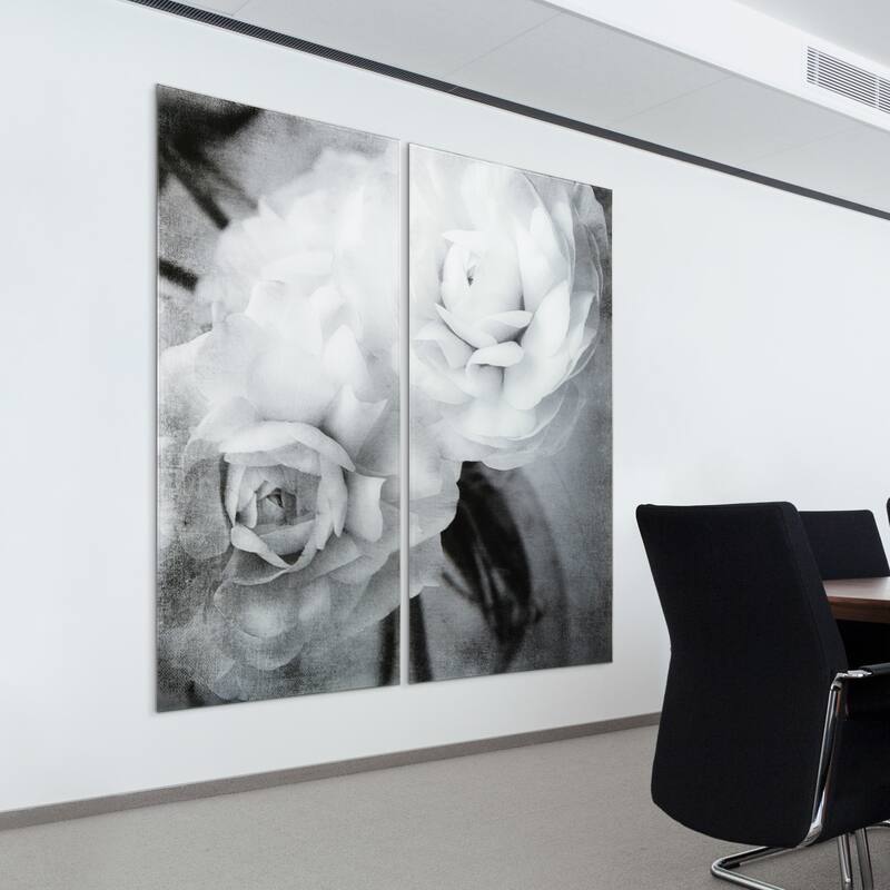 Dark Ranunculus I AB Frameless Free Floating Tempered Glass Panel Graphic Wall Art Set of 2