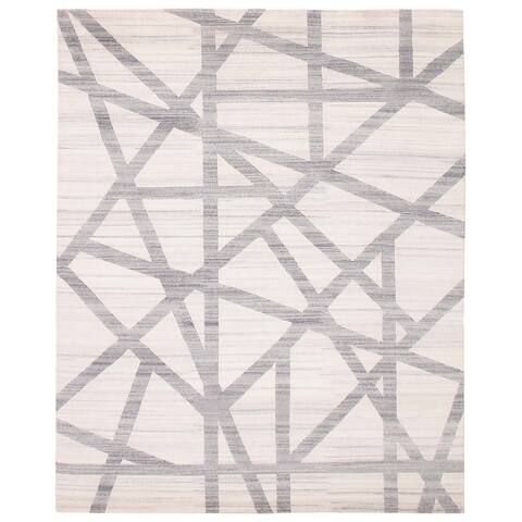 ECARPETGALLERY Hand-knotted Alma White Wool Rug - 8'1 x 10'0