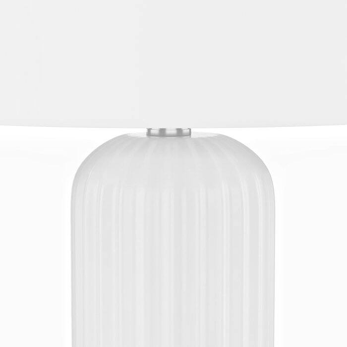 28" Ceramic USB White Table Lamp Set (Set of 2)