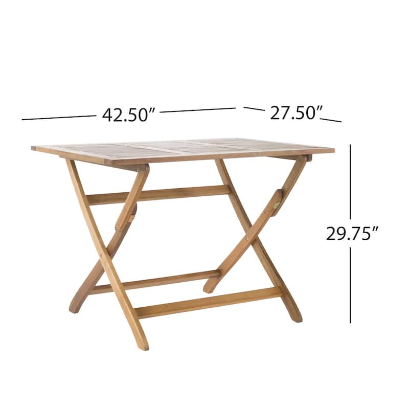 5-Piece Outdoor Acacia Wood Folding Dining Set with Folding Table and 4 Folding Chair
