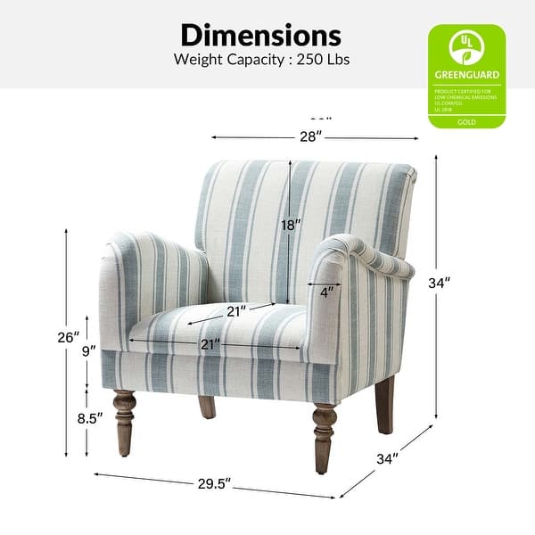 dimension image slide 4 of 6, Seip Classic and Contemporary Striped Arm Chair with Spindle Legs by HULALA HOME