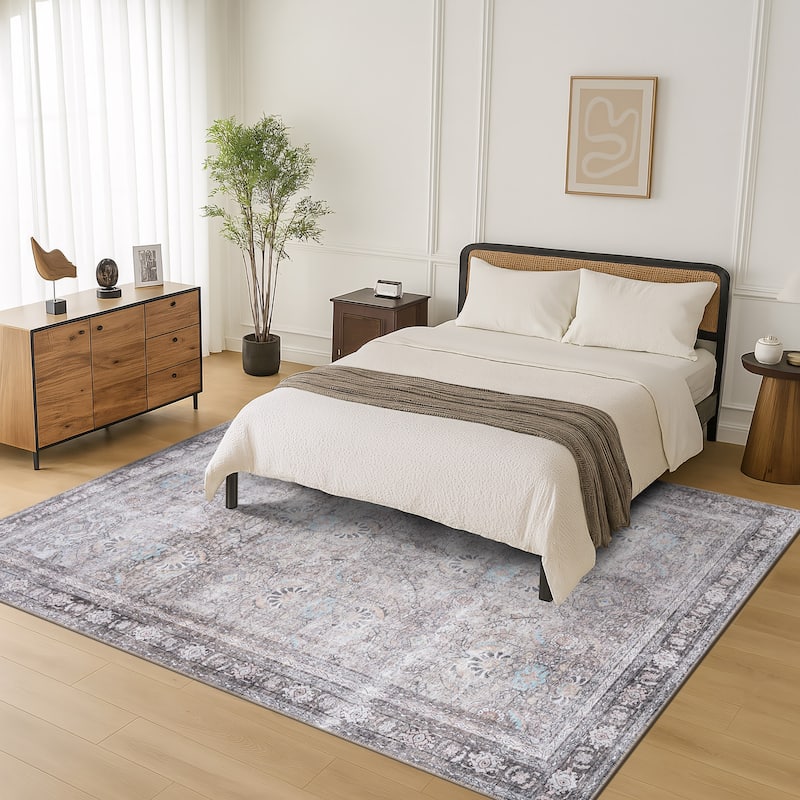 World Rug Gallery Vintage Inspired Machine Washable Non Slip Area Rug