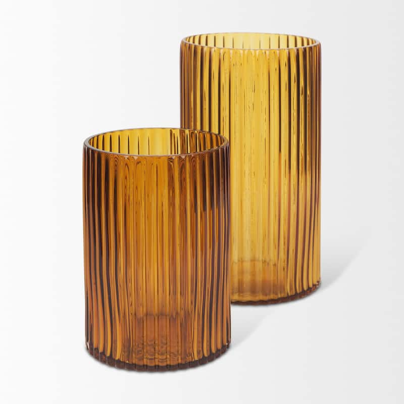 Dawn Amber Glass Vase (8")