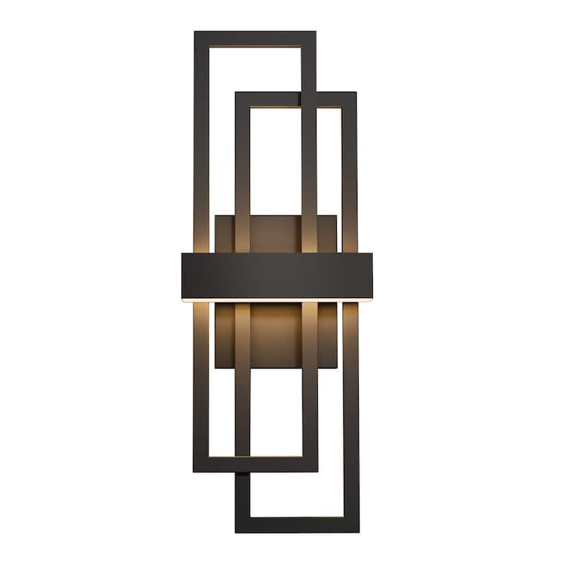 Modern Geometric Matte Black LED Flush Mount Wall Sconce - 25.6inch