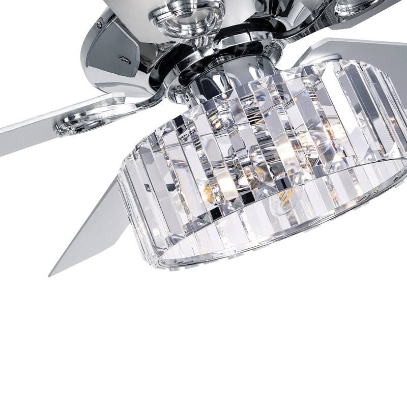 52 Inch Chrome Ceiling Fan with Lights and Remote(5-blade)