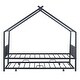 preview thumbnail 35 of 47, Twin Size Metal House Bed with Trundle and Roof for Kids' Rooms