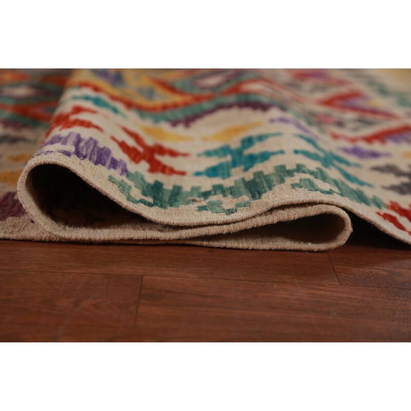 Trellis Kilim Oriental Large Rug Hand-Woven Wool Carpet - 10'3"x 16'2"
