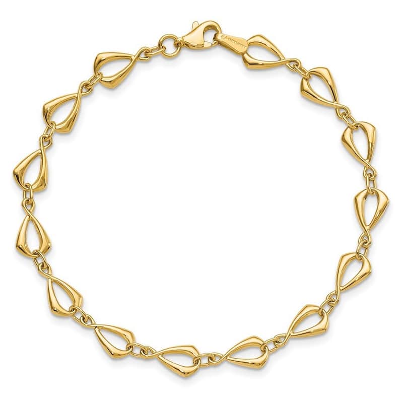 Curata 10k Yellow Gold 7.25" 8mm Open Geometric Links Bracelet