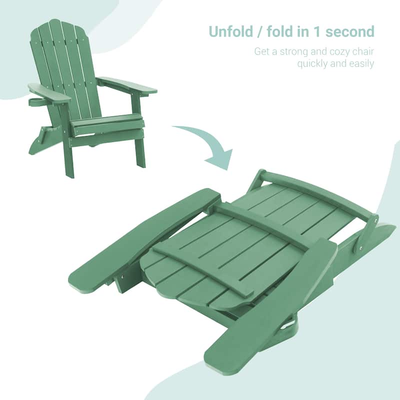 LIVOOSUN Outdoor Folding Adirondack Chair w/Cup Holder Set of 2 or 4