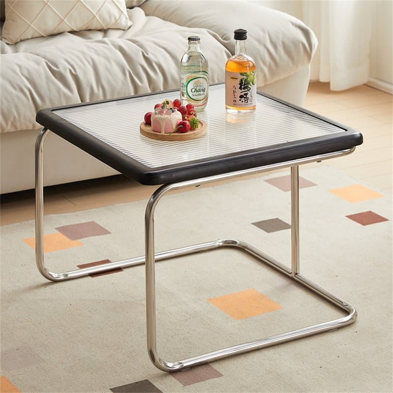 Modern Rattan & Glass Nesting Small Dining Table Black Coffee Tables