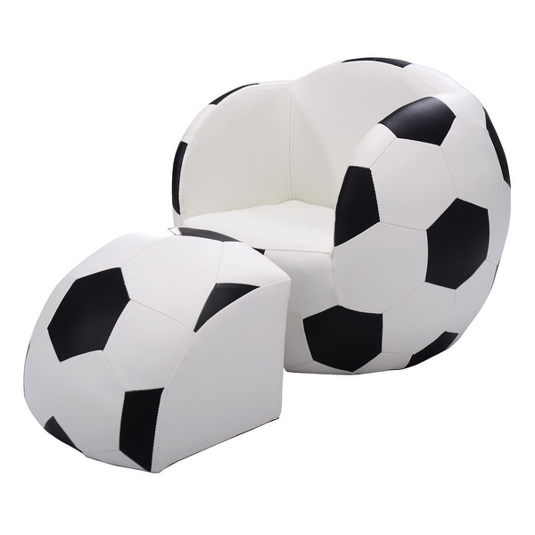 Costway Football Shape Kids Sofa Chair Couch Children Toddler Birthday Gift w/ Ottoman