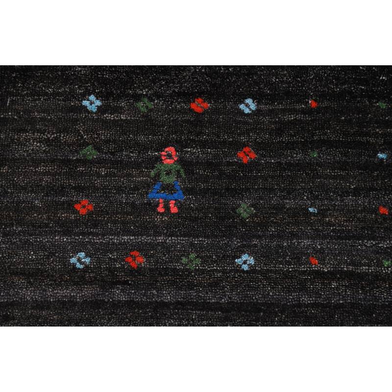 Gabbeh Oriental Rug Handmade Grey Silk Carpet - 9'0" x 12'1"