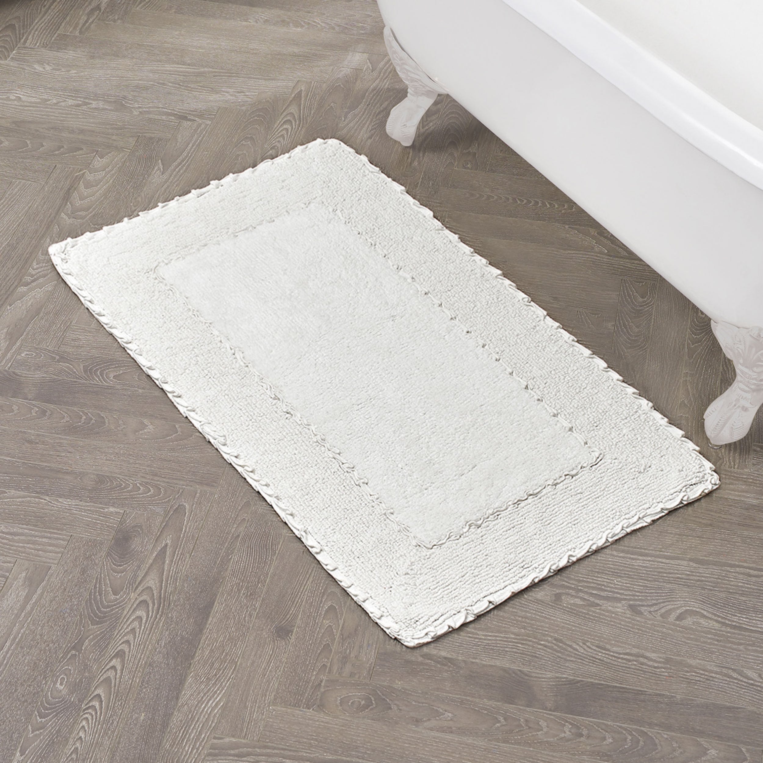 Laura Ashley Ruffle Border Pure Cotton Bath Rugs