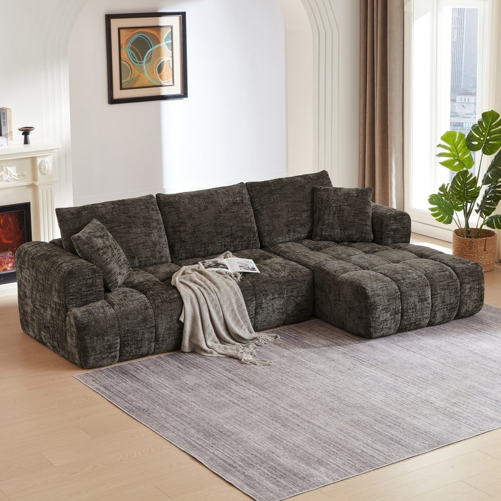 108.2" L-Shaped Chenille Luxury Oversized Sectional Sofa Free-combined Sofa, No Assembly Required