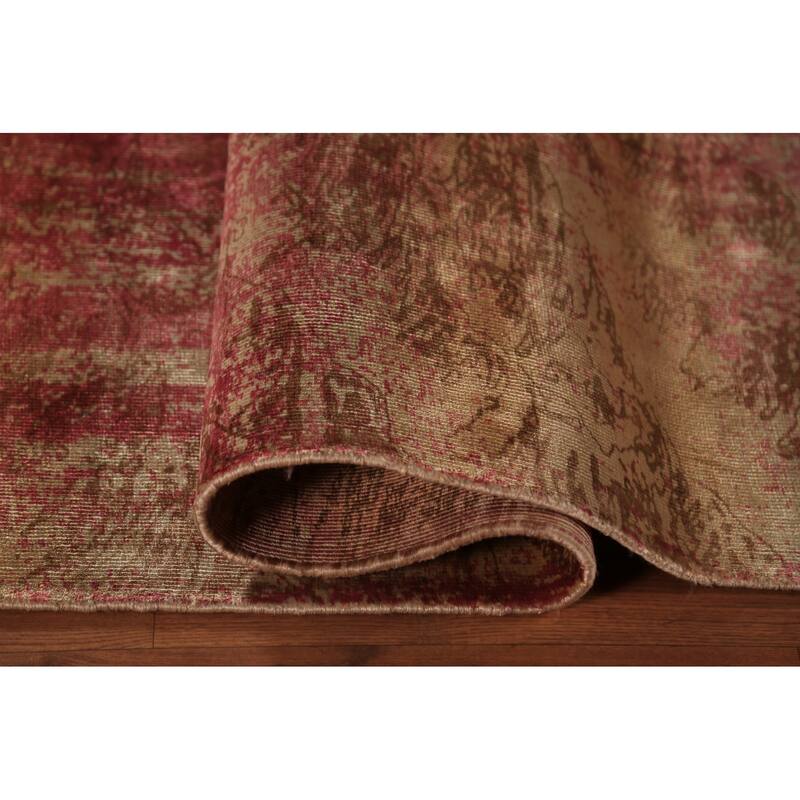 Contemporary Indian Area Rug Hand-Knotted Abstract Wool Carpet - 5'6"x 7'9"