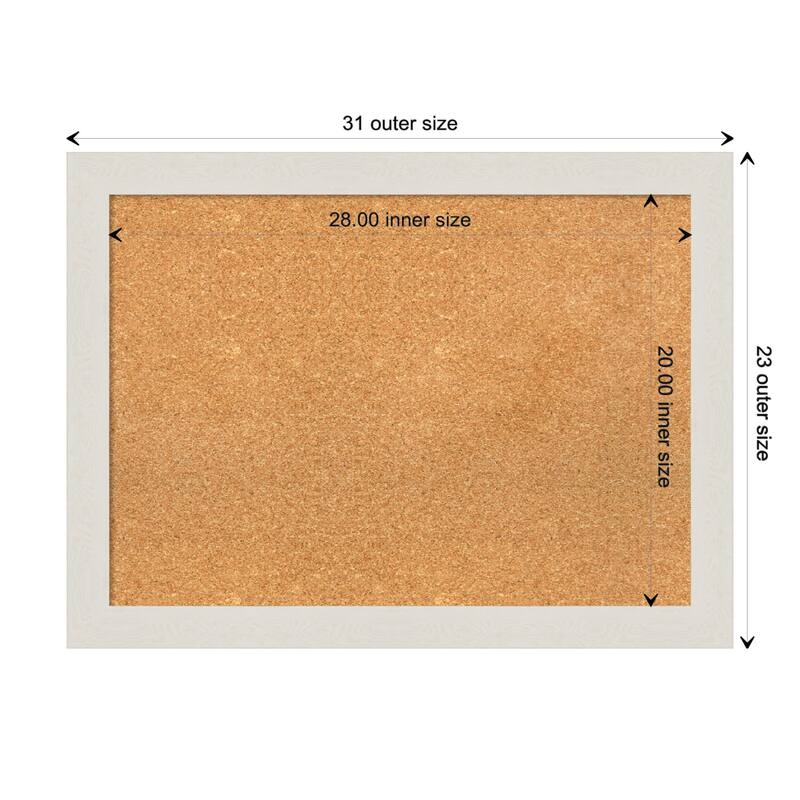 Rustic Plank Narrow Framed Natural Corkboard Bulletin Board - Rustic Plank White Narrow - Board Size 28x20