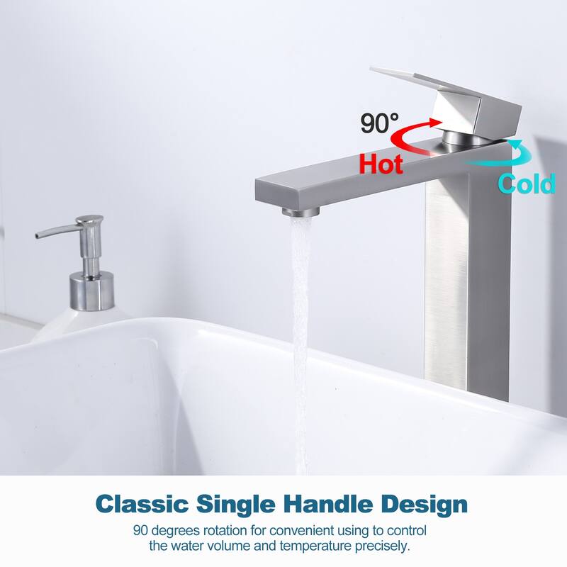 WOWOW Single Handle Single Hole High Arc Bathroom Vessel Faucet