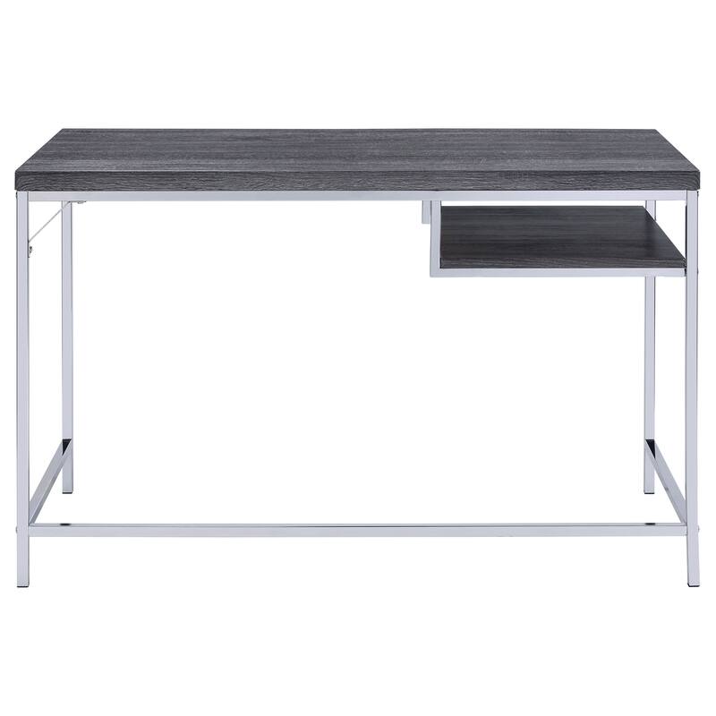 Kravitz Weathered Grey and Chrome Rectangular Writing Desk
