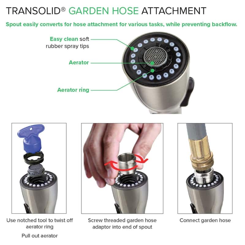 Transolid Kitchen/Laundry Faucet with Dual Spray and Flex Neck - N/A
