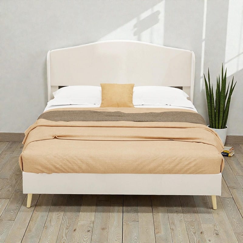 Upholstered Platform Bed with Tufted Headboard, Sturdy Noise-Free Design, Modern Bedroom Bed Frame