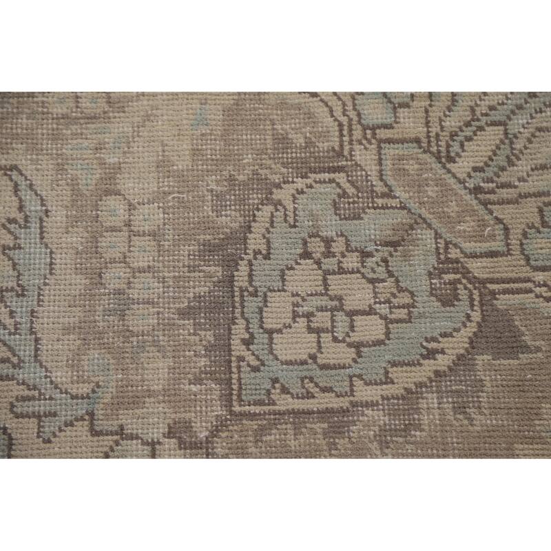 Hand Knotted Oriental 100% Wool Carpet Traditional Medallion Beige & Ivories Tabriz Area Rug - 9' 4'' X 6' 5''