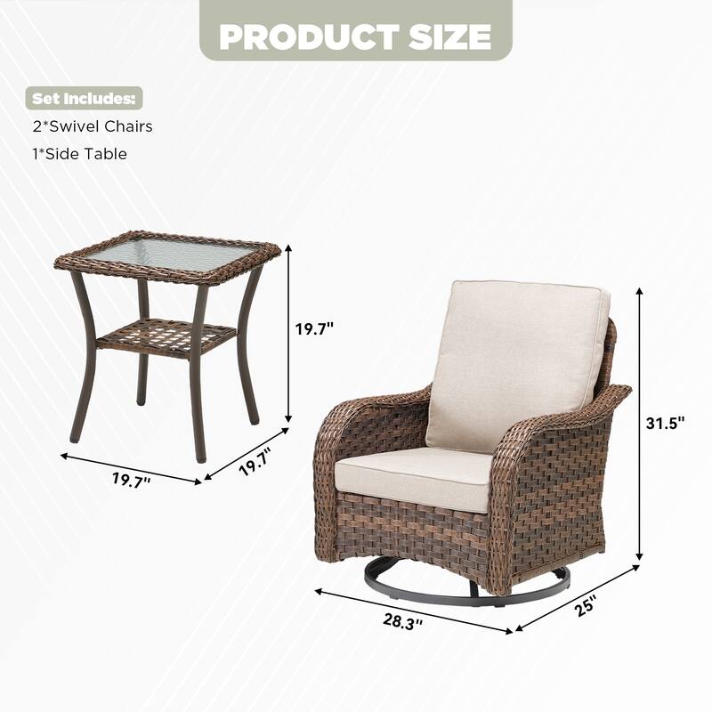 Pocassy Outdoor Patio Furniture Set PE Wicker Sofa Set