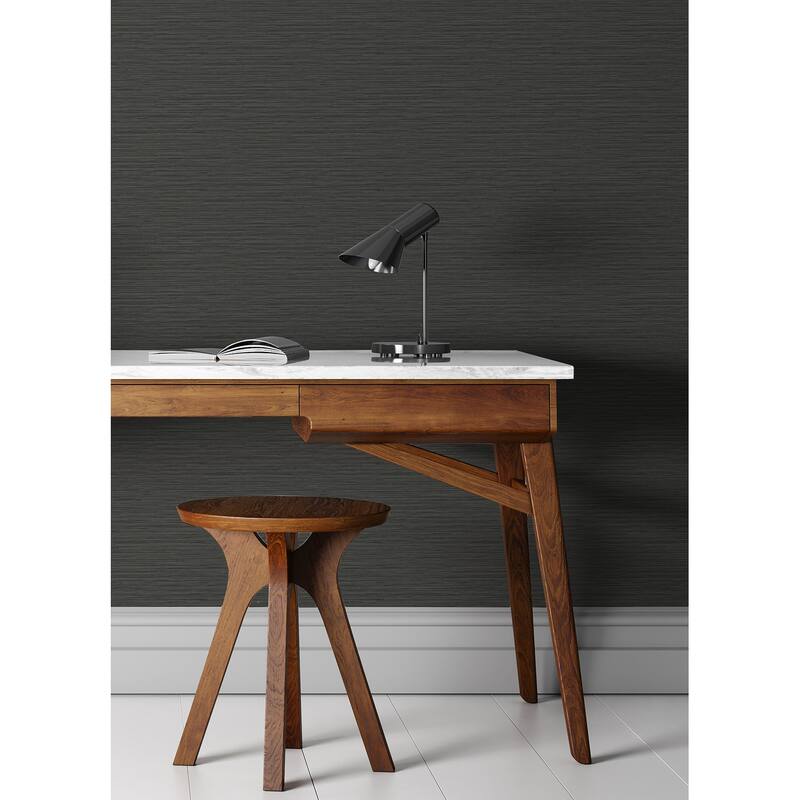 A-Street Prints Rushmore Black Faux Grasscloth Wallpaper