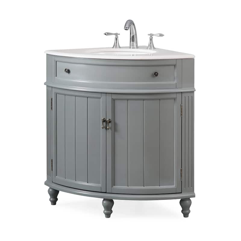 24-inch Benton Collection Triadsville Slim Corner Bathroom Sink Vanity