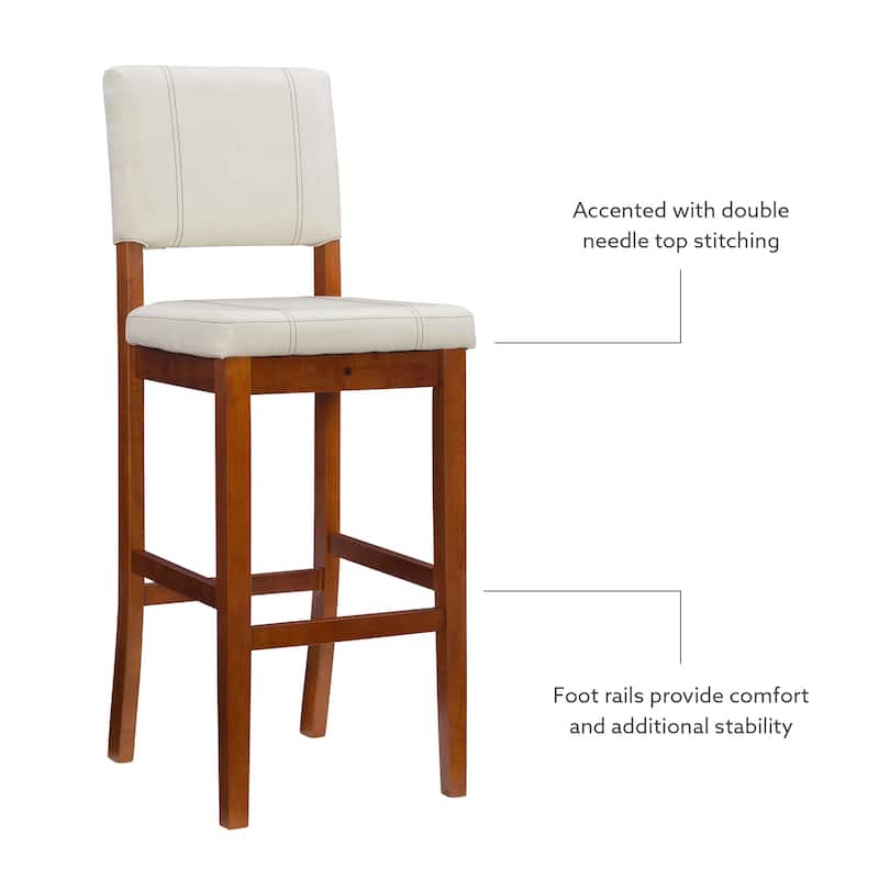 Linon Lombardy Faux Leather and Rubberwood Bar Stool