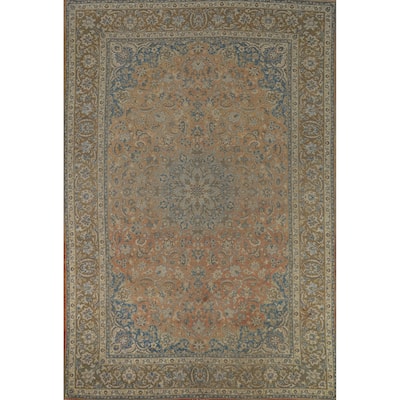Orange Vintage Najafabad Persian Area Rug Hand-Knotted Wool Carpet - 9'5" x 13'4"