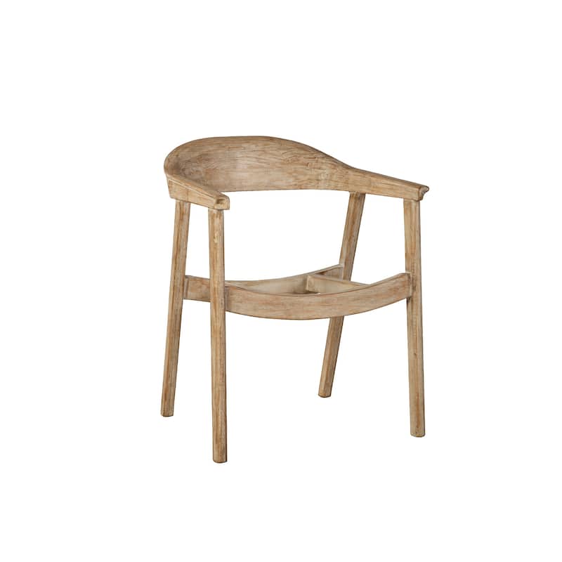 Beny Dining Armchair w Curved Back, Aged White Pine Wood