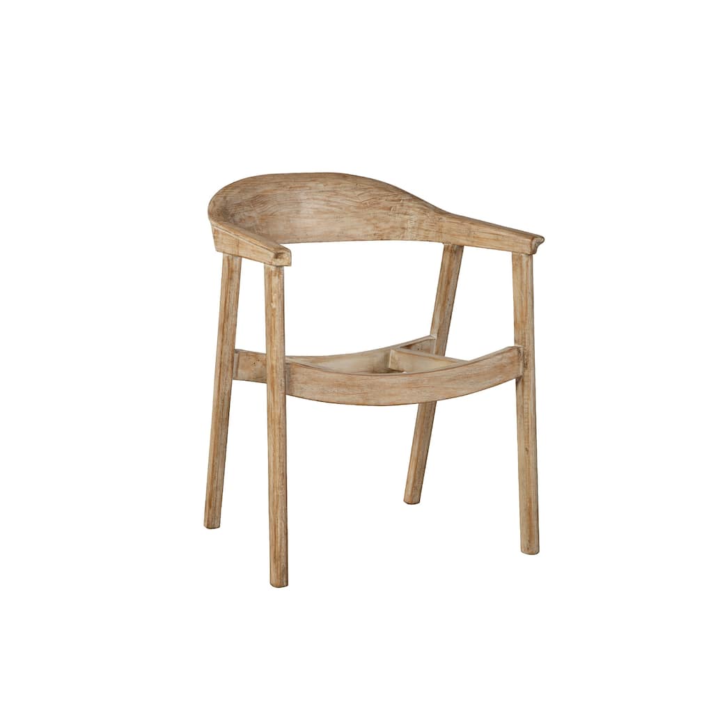 Beny Dining Armchair w Curved Back, Aged White Pine Wood