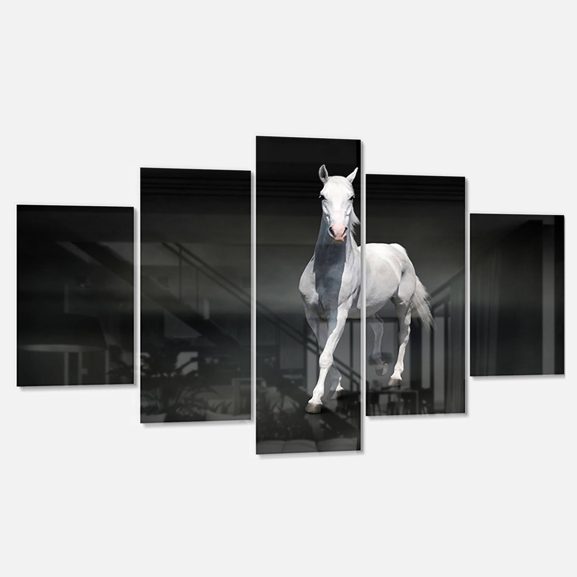Designart 'Isolated Black Horse on Black' Extra Large Animal Metal Wall