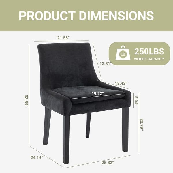 dimension image slide 2 of 6, RENEWLINE Mid-Century Modern Corduroy Upholstered Dining Chairs with Solid Wood Legs