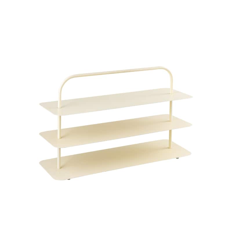 happimess Minimialist 24.5" 9-Pair 3-Tier Iron Thin Flat Plate Shoe Rack