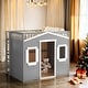 preview thumbnail 2 of 14, Elegant Design Full Size House Loft Bed With Ladder-Gray+White Frame Modern Multi-Functional Children's Bed