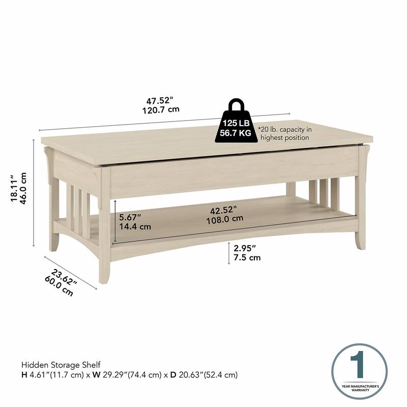 Salinas Lift Top Coffee Table Desk with Storage by Bush Furniture