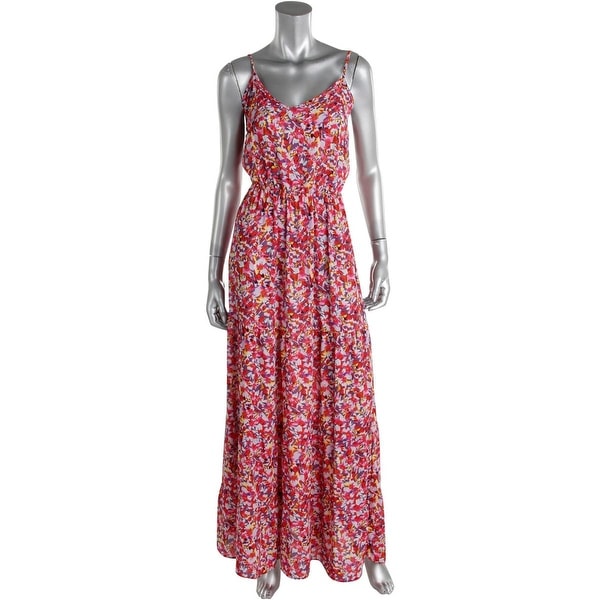 Aqua Womens Georgette Floral Print Maxi Dress   19679383  