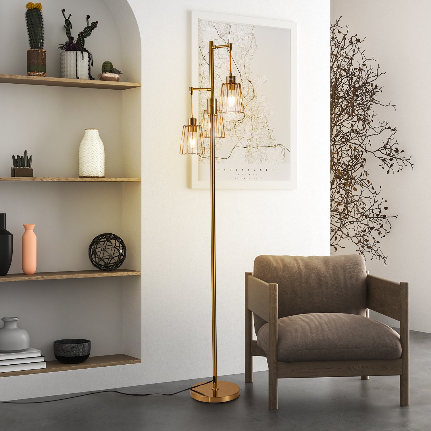 Tree style store floor lamps