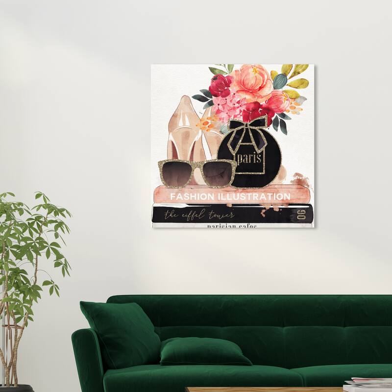 Wynwood Studio Canvas Fashion and Glam Glamorous Perfume Stack Gold and Metallic Gold Glam Wall Art Canvas Print - 30 x 30