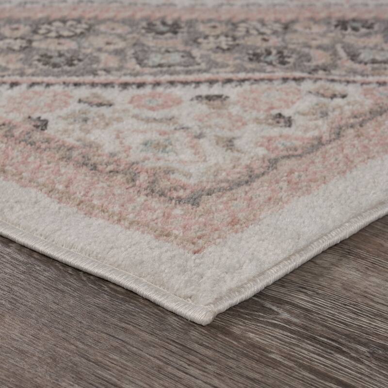 Sevita Gray and Blush Pink Oriental Area Rug